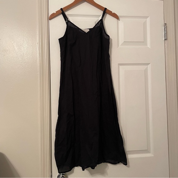 The GREAT Black Cotton Adjustable Midi Slip Dress - Picture 1 of 5